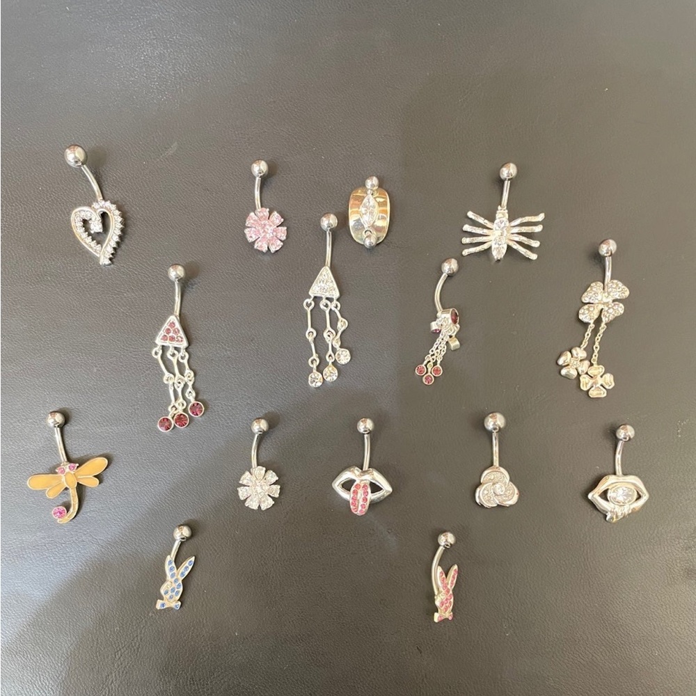 15 cute silver belly button rings.
